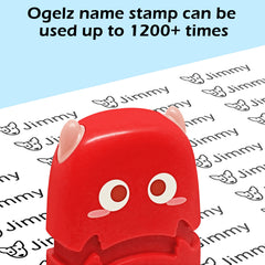 Ogelz Customized Name Stamp For Clothes-Cute Red Monster Alien Personalised For Adult Kids Daycare Stickers Tag Label Preschool Nursing Home Washable Dryer Safe