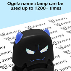 Ogelz Customized Name Stamp For Clothes-Cute Black Monster Alien Personalised For Adult Kids Daycare Stickers Tag Label Preschool Nursing Home Washable Dryer Safe