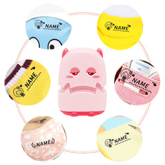 Ogelz Customized Name Stamp For Clothes-Cute Pink Monster Alien Personalised For Adult Kids Daycare Stickers Tag Label Preschool Nursing Home Washable Dryer Safe