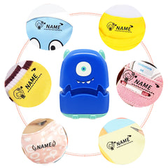 Ogelz Customized Name Stamp For Clothes-Cute Blue Monster Alien Personalised For Adult Kids Daycare Stickers Tag Label Preschool Nursing Home Washable Dryer Safe