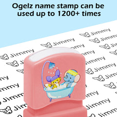 Ogelz Customized Name Stamp For Clothes-Cute Pink Shower Theme Personalised For Adult Kids Daycare Stickers Tag Label Preschool Nursing Home Washable Dryer Safe