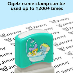 Ogelz Customized Name Stamp For Clothes-Cute Green Shower Theme Personalised For Adult Kids Daycare Stickers Tag Label Preschool Nursing Home Washable Dryer Safe