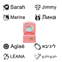 Ogelz Customized Name Stamp For Clothes-Cute Pink Shower Theme Personalised For Adult Kids Daycare Stickers Tag Label Preschool Nursing Home Washable Dryer Safe