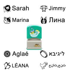 Ogelz Customized Name Stamp For Clothes-Cute Green Shower Theme Personalised For Adult Kids Daycare Stickers Tag Label Preschool Nursing Home Washable Dryer Safe