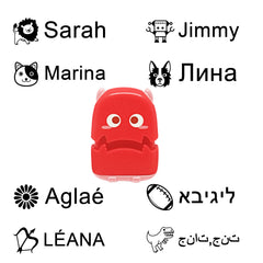 Ogelz Customized Name Stamp For Clothes-Cute Red Monster Alien Personalised For Adult Kids Daycare Stickers Tag Label Preschool Nursing Home Washable Dryer Safe