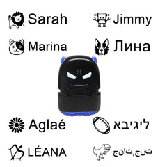 Ogelz Customized Name Stamp For Clothes-Cute Black Monster Alien Personalised For Adult Kids Daycare Stickers Tag Label Preschool Nursing Home Washable Dryer Safe