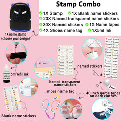 Ogelz Customized Name Stamp For Clothes-Cute Black Monster Alien Personalised For Adult Kids Daycare Stickers Tag Label Preschool Nursing Home Washable Dryer Safe