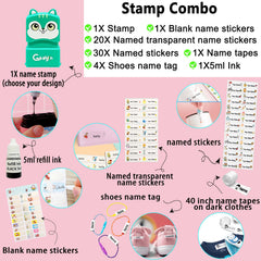 Ogelz Customized Name Stamp For Clothes-Cute Green Hamster Personalised For Adult Kids Daycare Stickers Tag Label Preschool Nursing Home Washable Dryer Safe