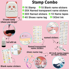 Ogelz Customized Name Stamp For Clothes-Cute White Monster Alien Personalised For Adult Kids Daycare Stickers Tag Label Preschool Nursing Home Washable Dryer Safe