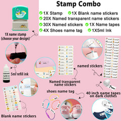 Ogelz Customized Name Stamp For Clothes-Cute Green Shower Theme Personalised For Adult Kids Daycare Stickers Tag Label Preschool Nursing Home Washable Dryer Safe