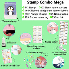 Ogelz Customized Name Stamp For Clothes-Cute Penguin SQ Personalised For Adult Kids Daycare Stickers Tag Label Preschool Nursing Home Washable Dryer Safe