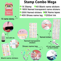 Ogelz Customized Name Stamp For Clothes-Cute Small Pink Cat Personalised For Adult Kids Daycare Stickers Tag Label Preschool Nursing Home Washable Dryer Safe