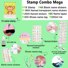 Ogelz Customized Name Stamp For Clothes-Cute Monkey SQ Personalised For Adult Kids Daycare Stickers Tag Label Preschool Nursing Home Washable Dryer Safe
