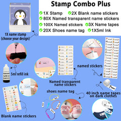 Ogelz Customized Name Stamp For Clothes-Cute Penguin SQ Personalised For Adult Kids Daycare Stickers Tag Label Preschool Nursing Home Washable Dryer Safe