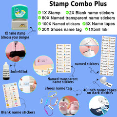 Ogelz Customized Name Stamp For Clothes-Cute Green Shower Theme Personalised For Adult Kids Daycare Stickers Tag Label Preschool Nursing Home Washable Dryer Safe