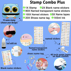 Ogelz Customized Name Stamp For Clothes-Cute Animal Owl Personalised For Adult Kids Daycare Stickers Tag Label Preschool Nursing Home Washable Dryer Safe