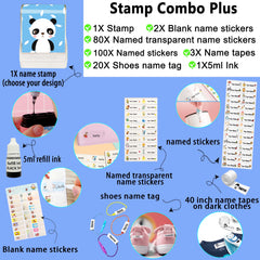 Ogelz Customized Name Stamp For Clothes-Cute Panda SQ Personalised For Adult Kids Daycare Stickers Tag Label Preschool Nursing Home Washable Dryer Safe