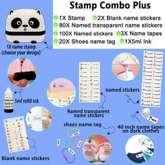 Ogelz Customized Name Stamp For Clothes- Cute Animal Panda Personalised For Adult Kids Daycare Stickers Tag Label Preschool Nursing Home Washable Dryer Safe
