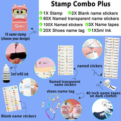 Ogelz Customized Name Stamp For Clothes-Cute Small Pink Cat Personalised For Adult Kids Daycare Stickers Tag Label Preschool Nursing Home Washable Dryer Safe