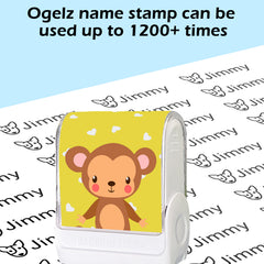 Ogelz Customized Name Stamp For Clothes-Cute Monkey SQ Personalised For Adult Kids Daycare Stickers Tag Label Preschool Nursing Home Washable Dryer Safe