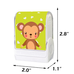 Ogelz Customized Name Stamp For Clothes-Cute Monkey SQ Personalised For Adult Kids Daycare Stickers Tag Label Preschool Nursing Home Washable Dryer Safe