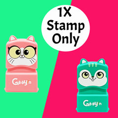 Ogelz Customized Name Stamp For Clothes-Cute Small Pink Cat Personalised For Adult Kids Daycare Stickers Tag Label Preschool Nursing Home Washable Dryer Safe