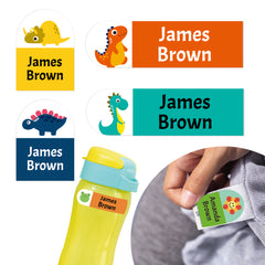 Ogelz Personalized Name Labels for Kids Custom Stcikers Washable for Clothes and Gear Non Iron Waterproof for Kids Stuff Daycare Toddlers School Supplies Water Bottle Camp Dinosaur Theme Extra Large